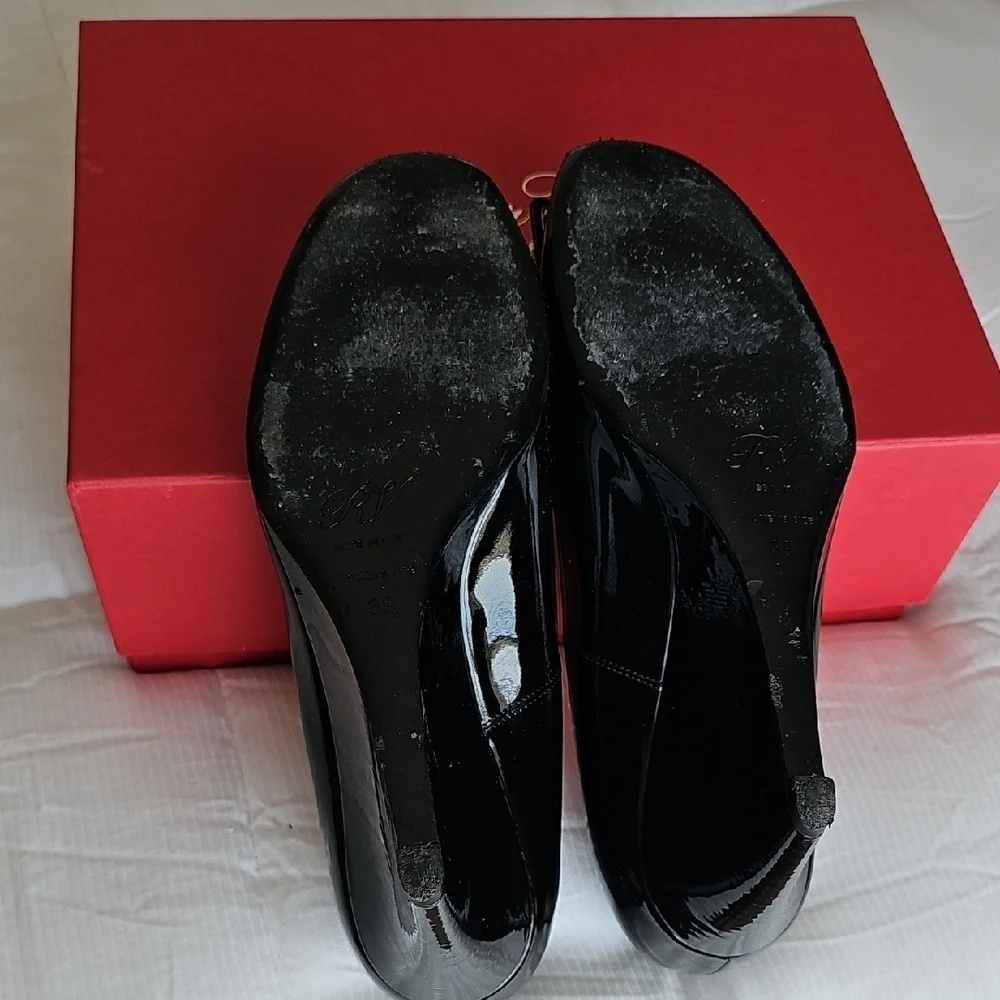 Roger Vivier Black Patent Buckle Wedges - Picture 6 of 9